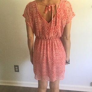 Orange/white midi dress, size small, made in USA!